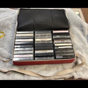 Vintage Cassette Tape Collection in Red Case